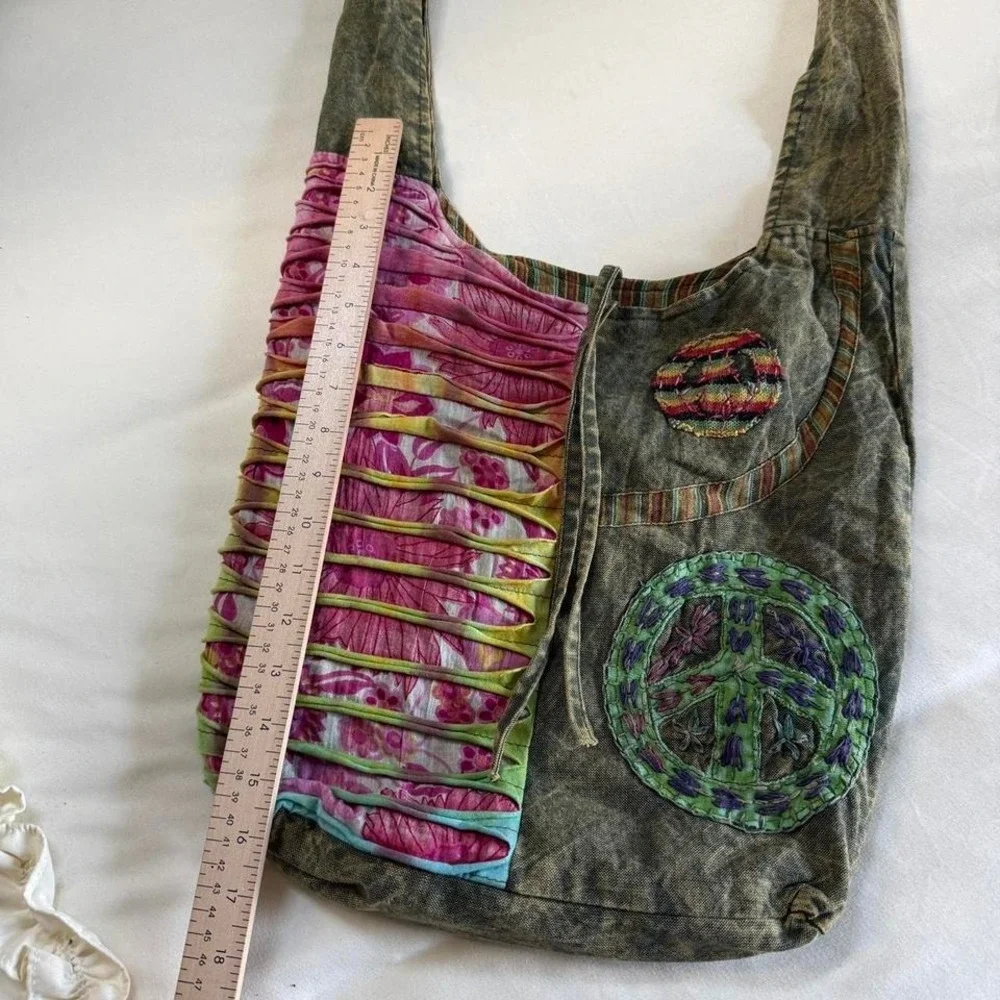 y2k patchwork crossbody bag  y2k patchwork boho sling bag one size - Picture 5 of 6